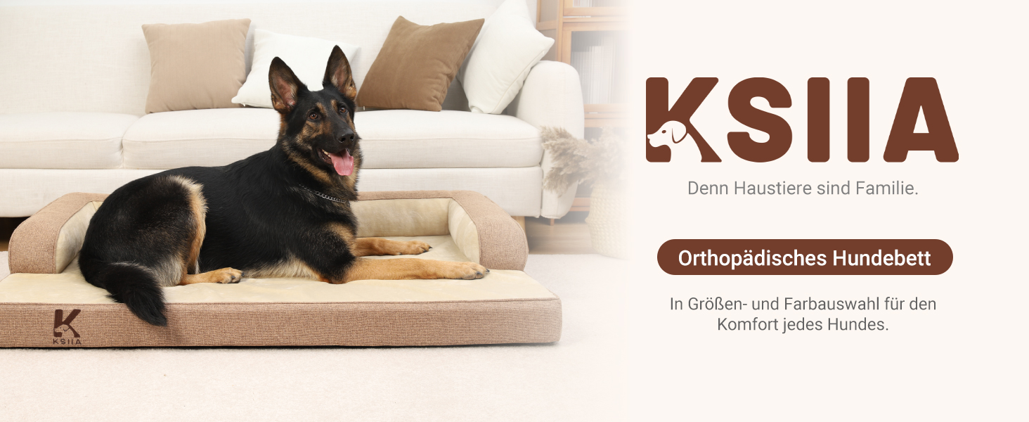 Ортопедичне ліжко для собак KSIIA, великі породи, кошик для собак, знімний та пральний чохол, водонепроникне ліжко для собак з бортиком, неслизьке дно, темно-сірий, 88x55x15 см