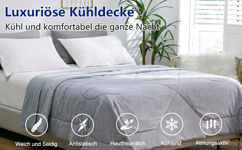 Охолоджуюча ковдра MH MYLUNE HOME Arc-Chill 200x220 см, літня двостороння ковдра-покривало, сіра