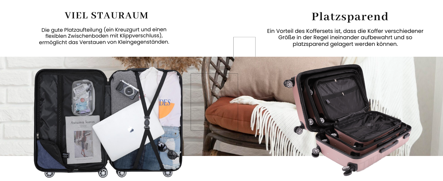 Набір валіз Beibye Zwillingsrollen - 3 шт. (M, L, XL), чорний, жорсткий корпус