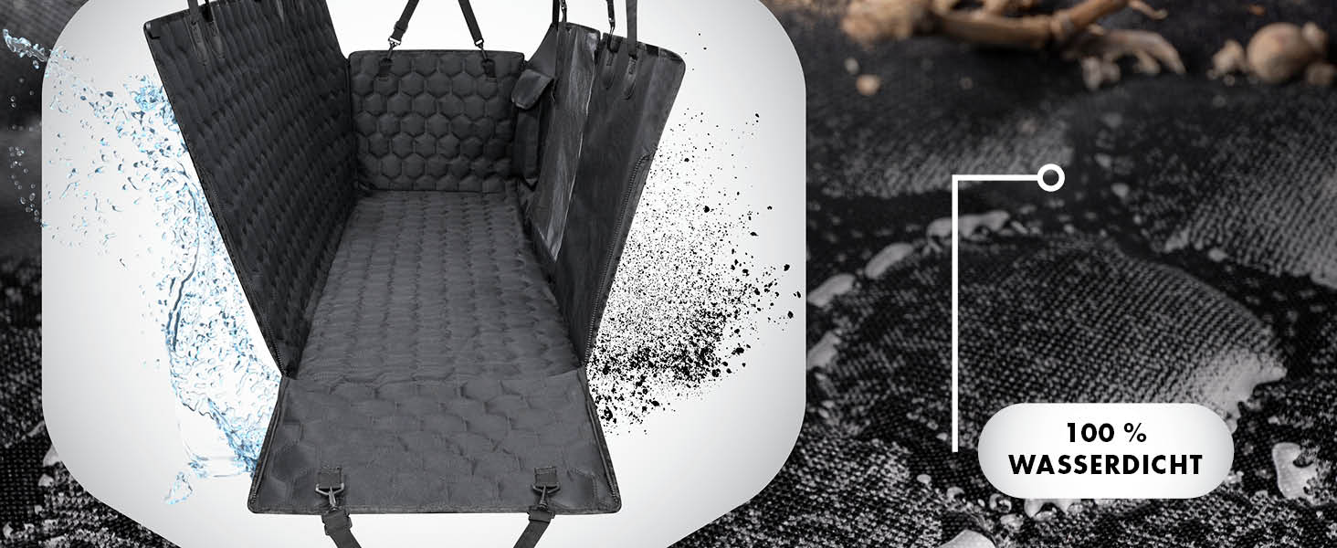 Автомобільна автодеко для собак Walser Premium Rocky, 100% водонепроникна захисна накидка на заднє сидіння з боковими захистами та оглядовим вікном, ідеальна для подорожей та транспортування малих та великих собак