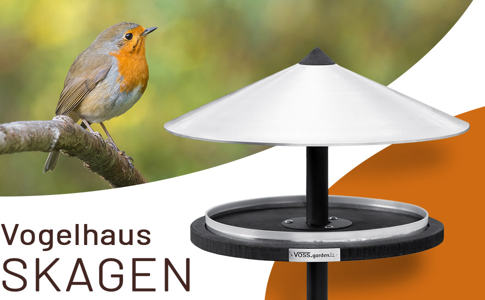 Пташиний будиночок VOSS.garden Skagen — данський дизайн, для підвішування або встановлення, оцинкований дах, годівничка для птахів