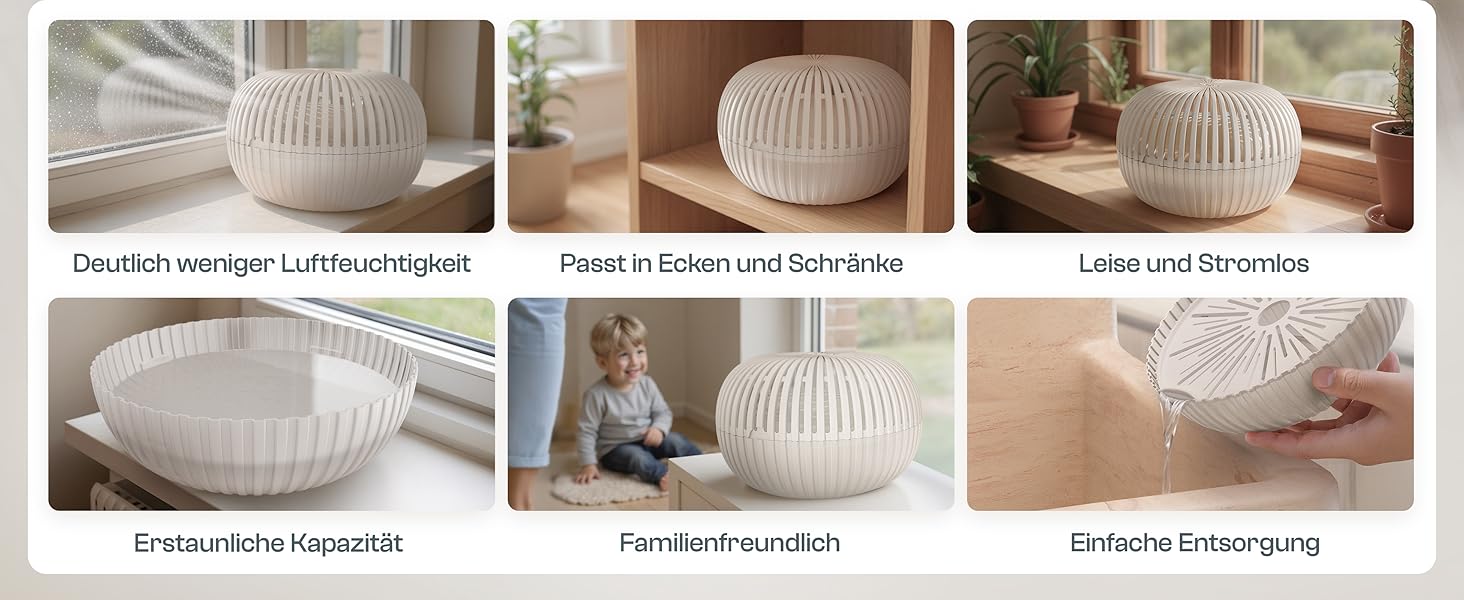 Зволожувач повітря Flow без струму до 25м² [НОВА ФОРМУЛА] - абсорбер вологості для комфортного мікроклімату, 450г гранул, чорний