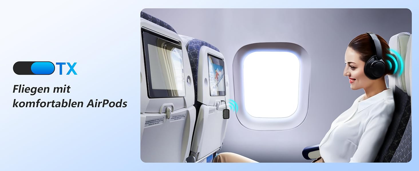 Bluetooth адаптер-трансмітер SONRU 5.3 Airfly 2-в-1, передавач та приймач аудіо (3.5 мм Aux) для навушників, ТБ, літака та авто