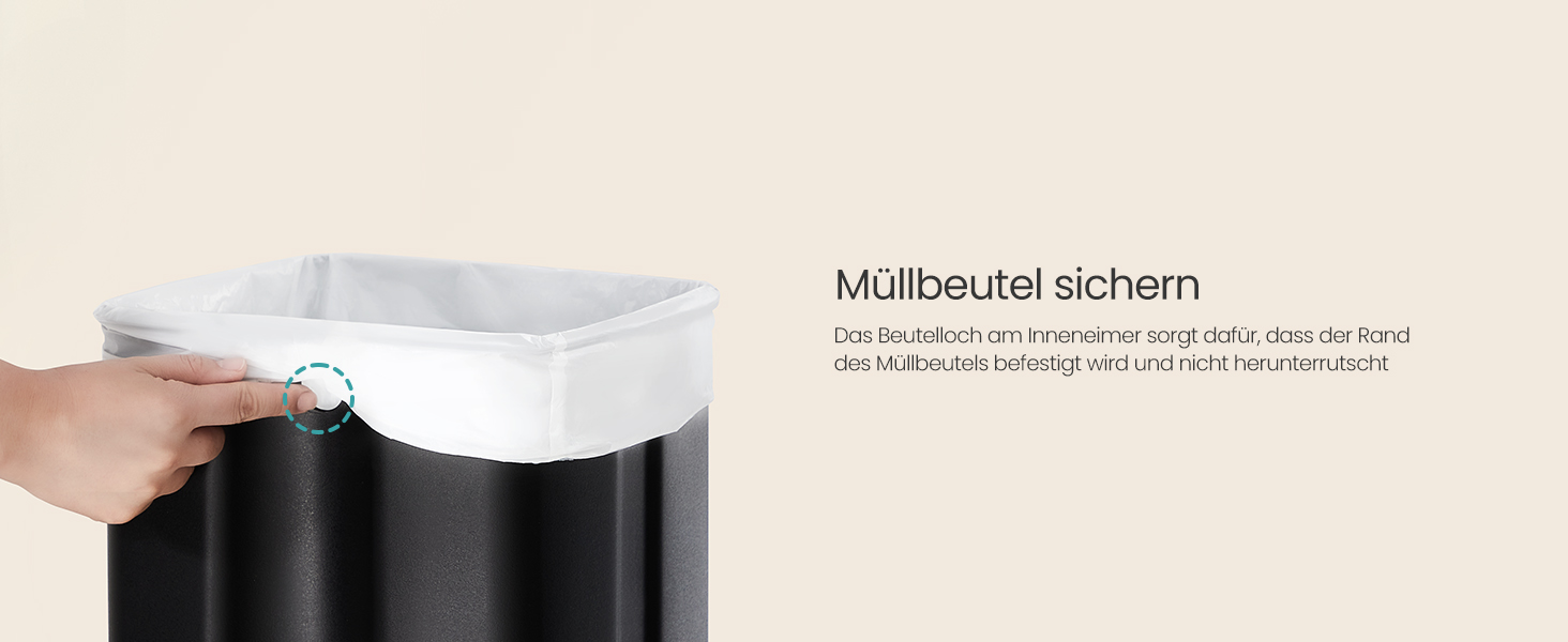 Відро для сміття SONGMICS з педаллю, сталеве, з внутрішнім відром, Soft-Close, 30 л, пісочно-бежевий