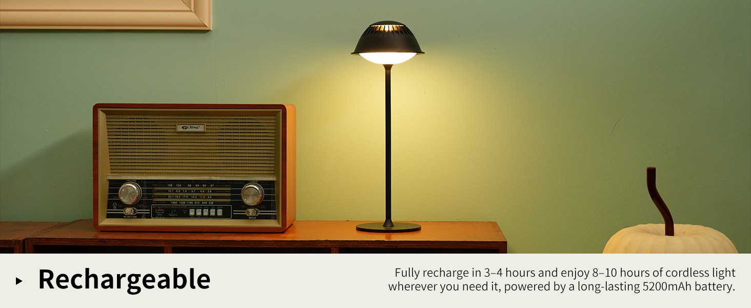 Світлодіодна настільна лампа бездротова LED для вулиці та дому, димована, з акумулятором 5200mAh, водонепроникна IP54, чорна (2 шт)