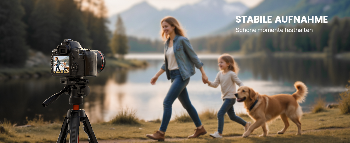 Штатив для камери та смартфона Lamicall Tripod: посилений трипод з швидким відкриттям, вантажопідйомність 8 кг, висота до 170 см, 4 рівні регулювання, помаранчевий