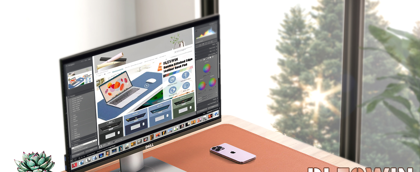 Підкладка на стіл шкіряна велика двостороння водонепроникна Robbenbraun 120x60 см для письма та малювання коричнева