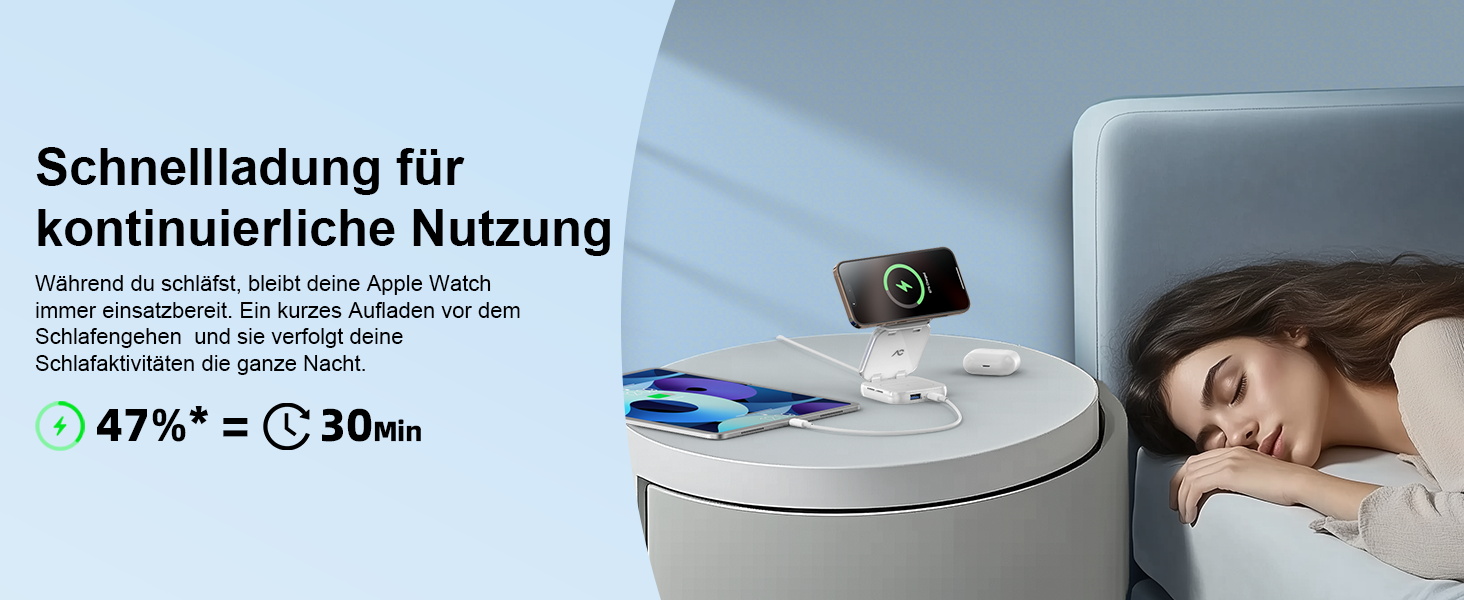 Зарядна станція 5 в 1 для iPhone з магнітним зарядним пристроєм, складний бездротовий зарядний пристрій для iPhone 17/16/15/14/13/12, AirPods Pro 3, Apple Watch S11/Ultra (Титан, Пісок пустелі)