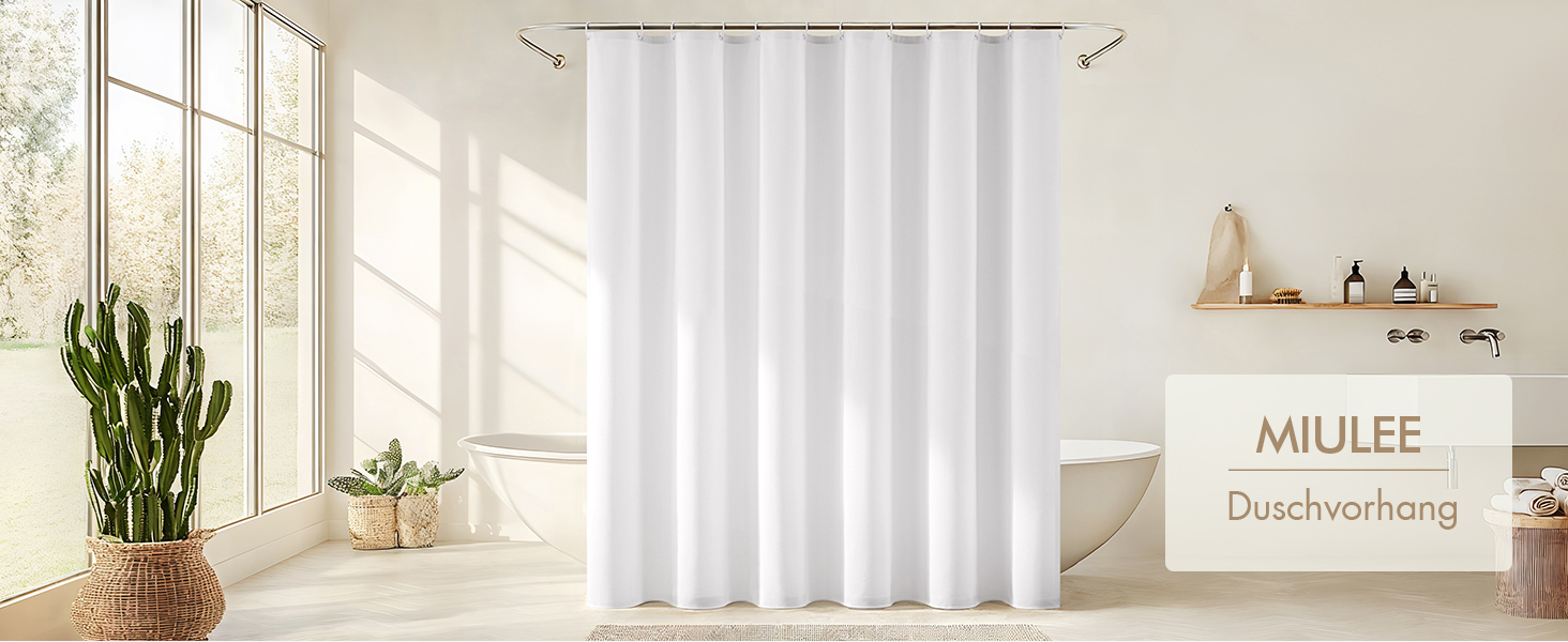 Шторка для душу MIULEE з льону, текстурована, 120x200 см, важка, готельний стиль, поліестер, водовідштовхувальна, антигрибкова, миється, тканинна шторка для ванної кімнати з 8 кільцями