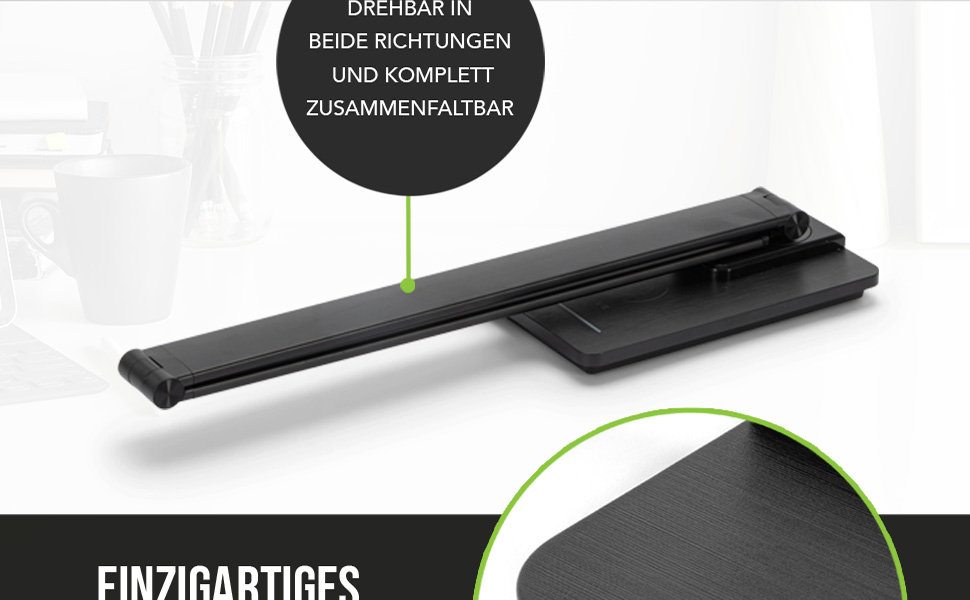 SMARTIVE LED лампа настільна з бездроговою зарядкою - офісна лампа з 10W бездротовою зарядкою, регульоване світло, USB вихід, чорний колір