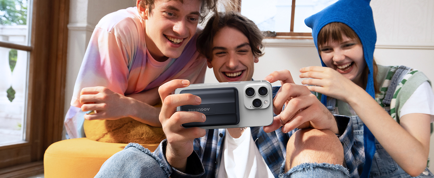 Power Bank AOGUERBE 10000mAh з MagSafe, LED дисплеєм, PD 22.5W, для iPhone 17/16/15/14/13/12 (Чорний)