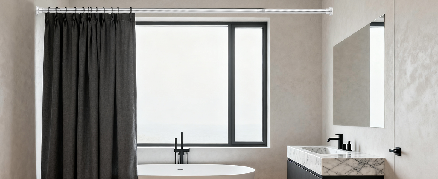 Штанга для душу з нержавіючої сталі без свердління, телескопічна, 70-195 см, срібна