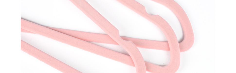 Рожеві плюшеві вішалки для одягу, міцні, неслизькі, економні, мідь/рожеве золото, 50 шт.