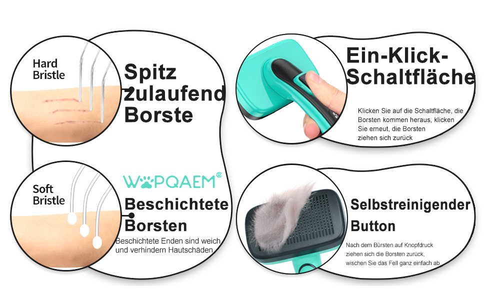 Щітка для собак і котів, самоочисна, для вичісування підшерстка та відмерлого волосся, ідеальна для довгошерстих та короткошерстих порід, делікатна до шкіри, зменшує випадіння шерсті, синя (зелена - набір 5 в 1)