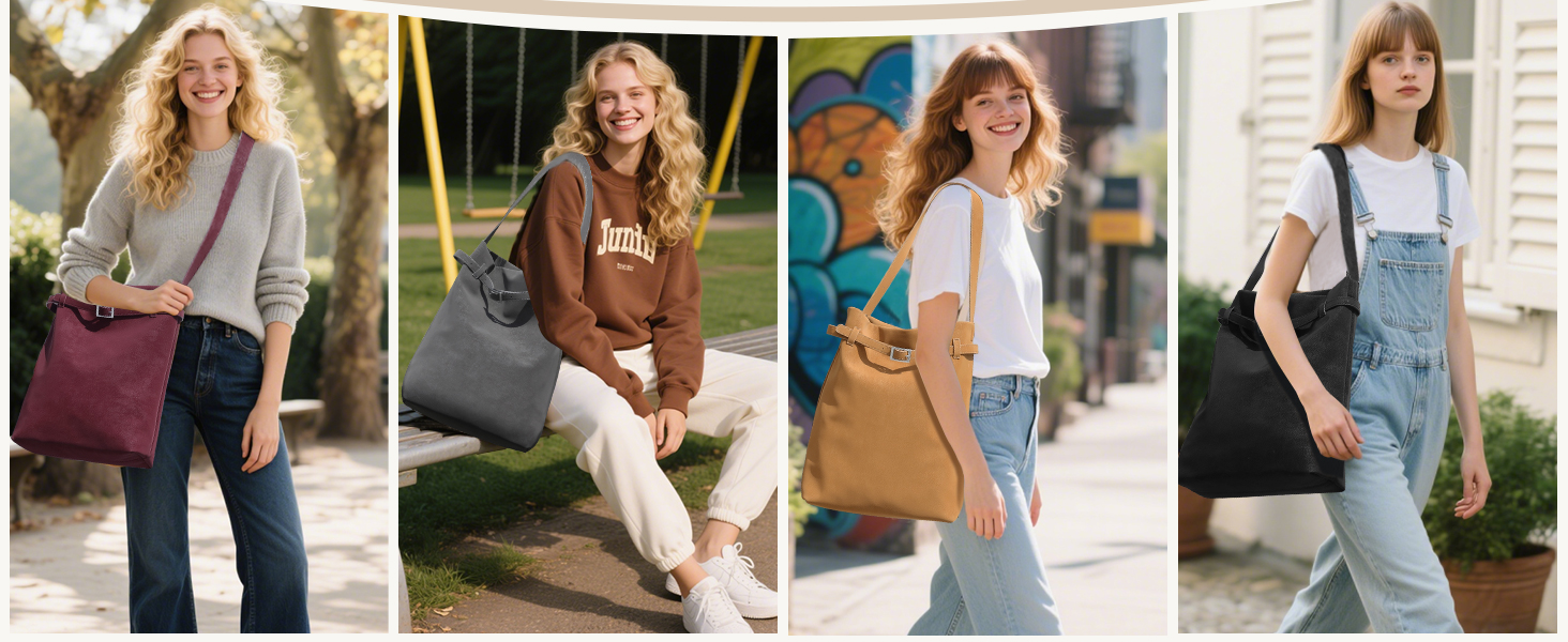 Сумка жіноча Miss Lulu велика шопер Tote Bag з м'якої PU шкіри, коричнева (2-4)