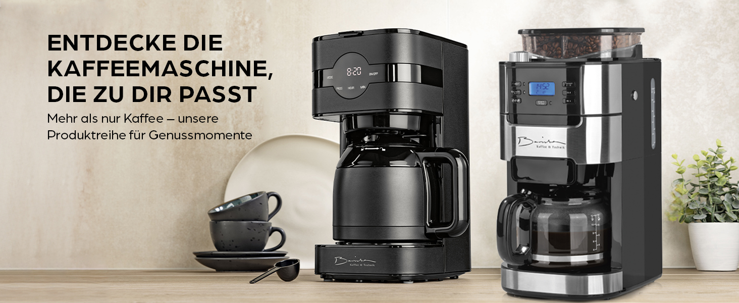 Кавомашина Barista Filterkaffeemaschine з термоканавою, таймер 24 год, постійний фільтр, для 8 чашок кави, для кавової гущі [з нержавіючої сталі] 2) Термокана з нержавіючої сталі