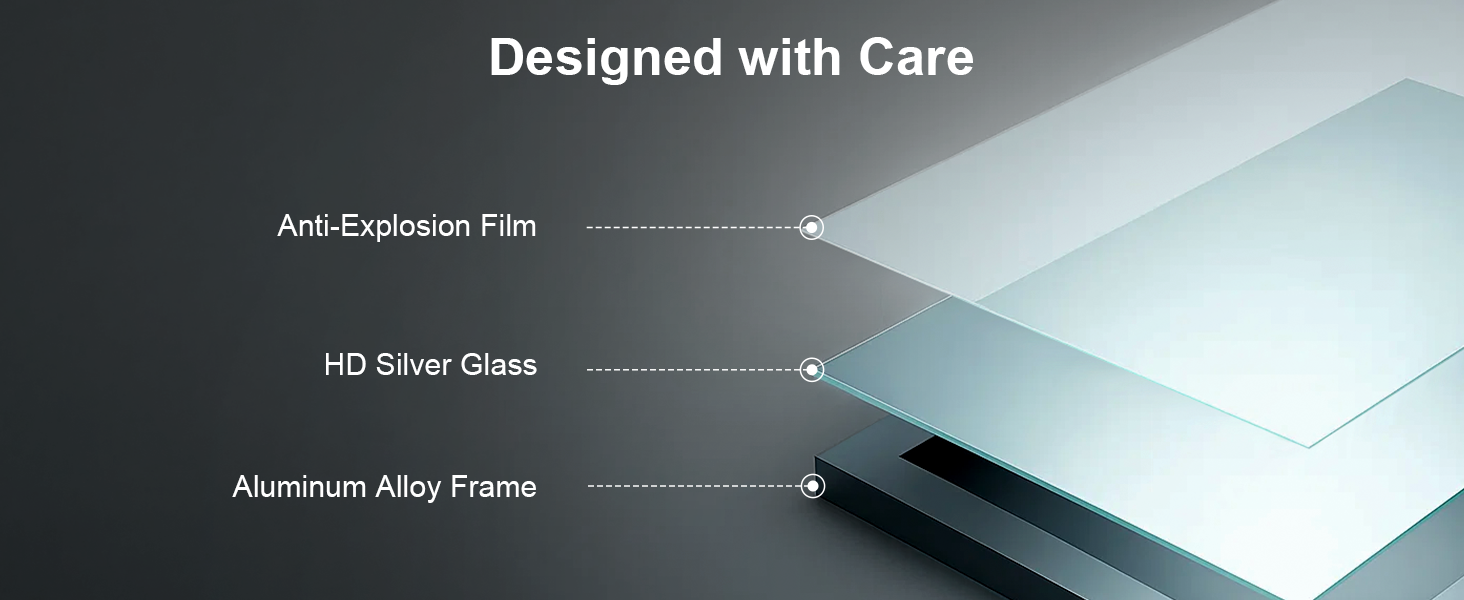 Дзеркало для ванної кімнати зі підсвічуванням 70x50 см, сенсорне керування, протизапітніння, 3 кольори світла, регулювання яскравості