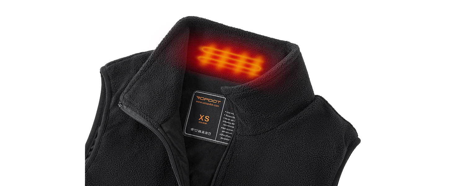 Електрична гріюча жилетка Topdot для жінок з флісу з Powerbank 7.4V 16000mAh, 10 зон нагріву, 3 температурні режими, для велоспорту, кемпінгу та outdoor-робіт, чорна, розмір M