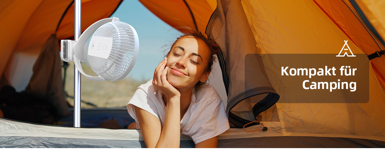 Вентилятор Koonie 10000 mAh з кліпсою, 20 см, портативний USB, акумуляторний, 4 швидкості, 360° оберт, тихий, для дому, офісу, дитячої коляски, кемпінгу, гроубокса (білий)