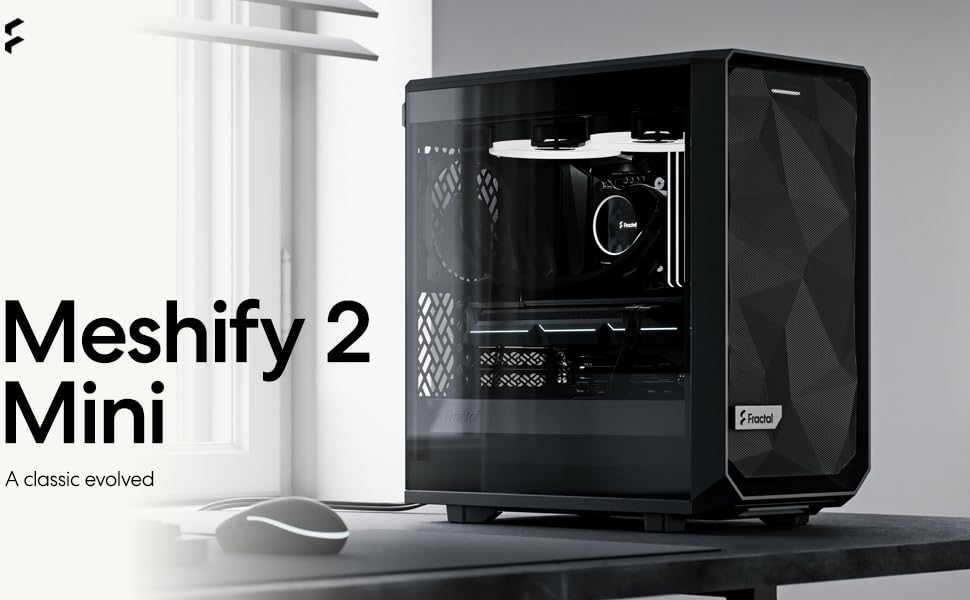 Корпус Fractal Design Meshify 2 Mini White TG Clear Tint - міні-корпус з прозорим склом