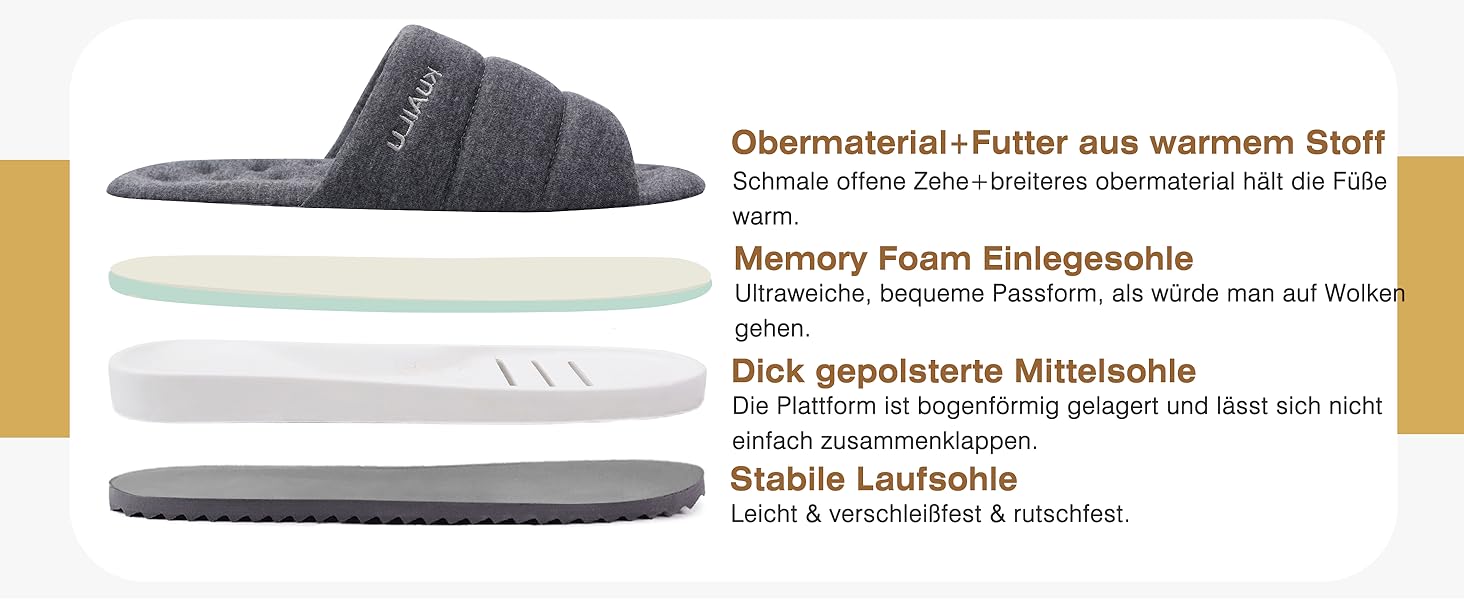 Чоловічі тапочки KuaiLu: стильні, з м'якою устілкою з піною пам'яті, для дому та вулиці, сірі, 46 EU