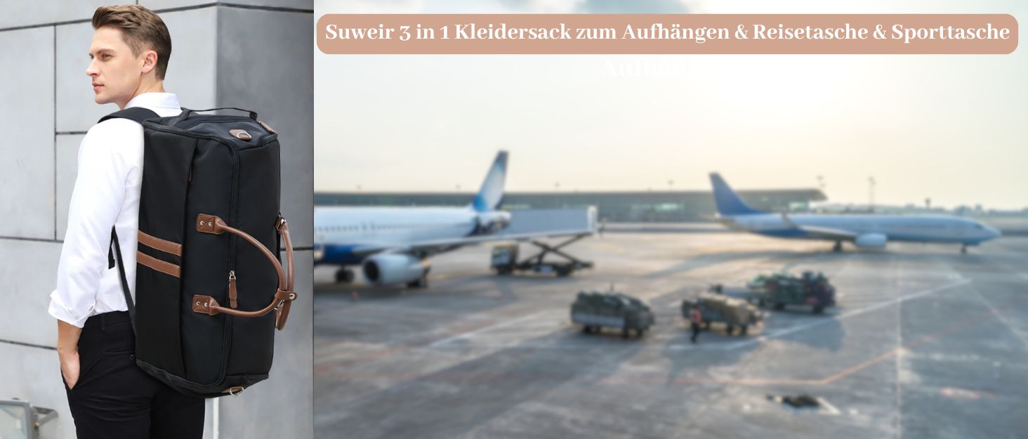 Чемодан-мішок для одягу Suweir 3 в 1: для костюмів, з відділенням для взуття та мокрих речей, чорний - T086