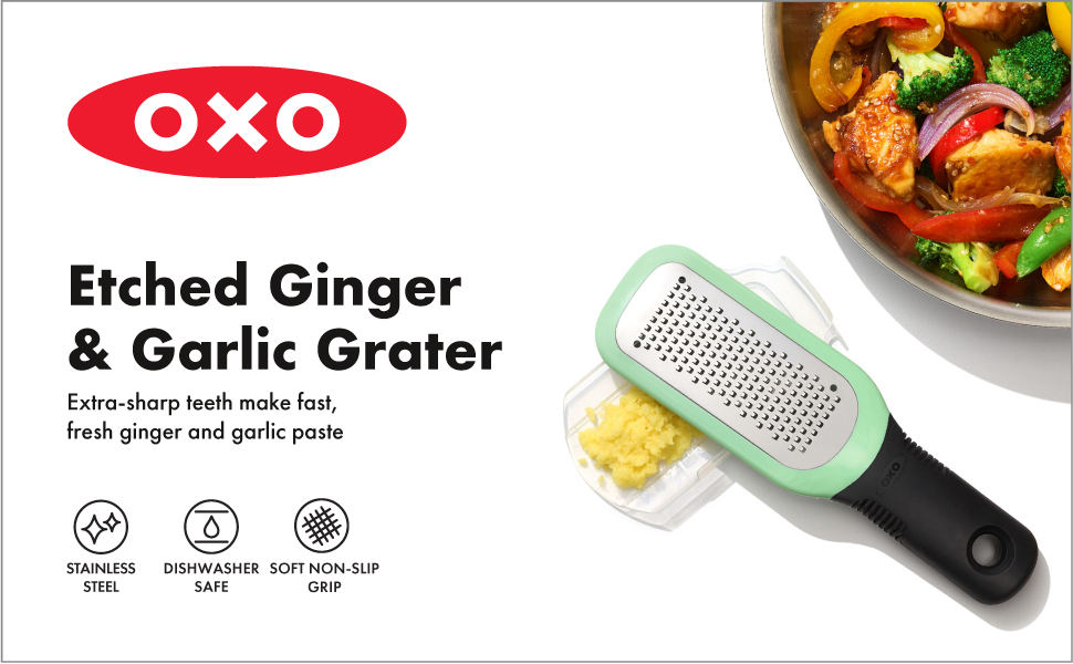 OXO Good Grips Тріскачка для тертя з контейнером для збору - для овочів та імбиру/часнику