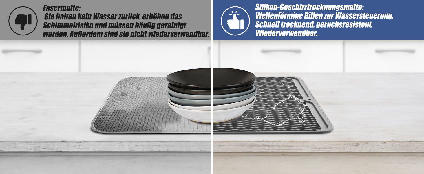 Килимок для посуду KitchenRaku 40x45 см, силіконовий, термостійкий, неслизький, для мийки, кухонний килимок