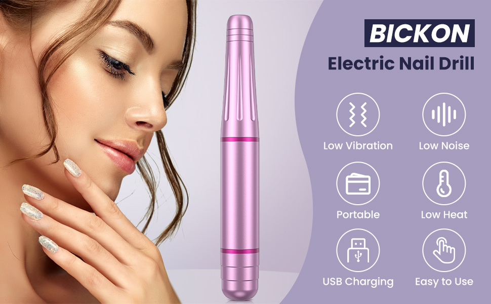 Електрична машинка для манікюру Nagelfräser 11 в 1 з регулюванням швидкості 20000 об/хв для гель-лаку, акрилу та апаратної манікюру (фіолетовий)