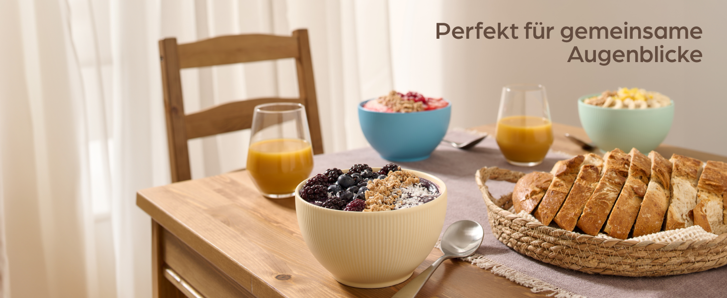 Набір мисок для мюслі Praknu (6 шт.) 700 мл - кераміка, кольорові, матові - великі супові миски, підходять для мікрохвильової печі та посудомийної машини - ідеальний розмір для мюслі, супів або салату