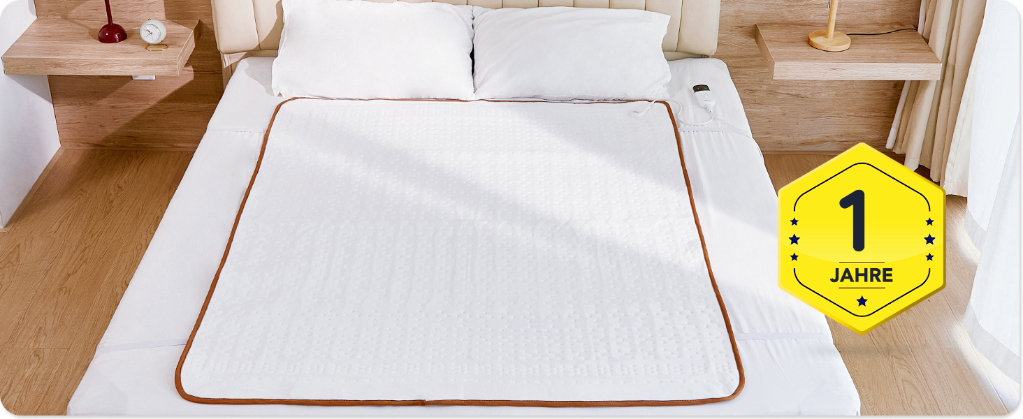 Електрична ковдра Mia&Coco з автовимкненням, 160x130 см, з таймером 12 годин, 3 режими нагріву, LED-дисплей, захист від перегріву, для стандартних матраців, машинне прання, білий колір