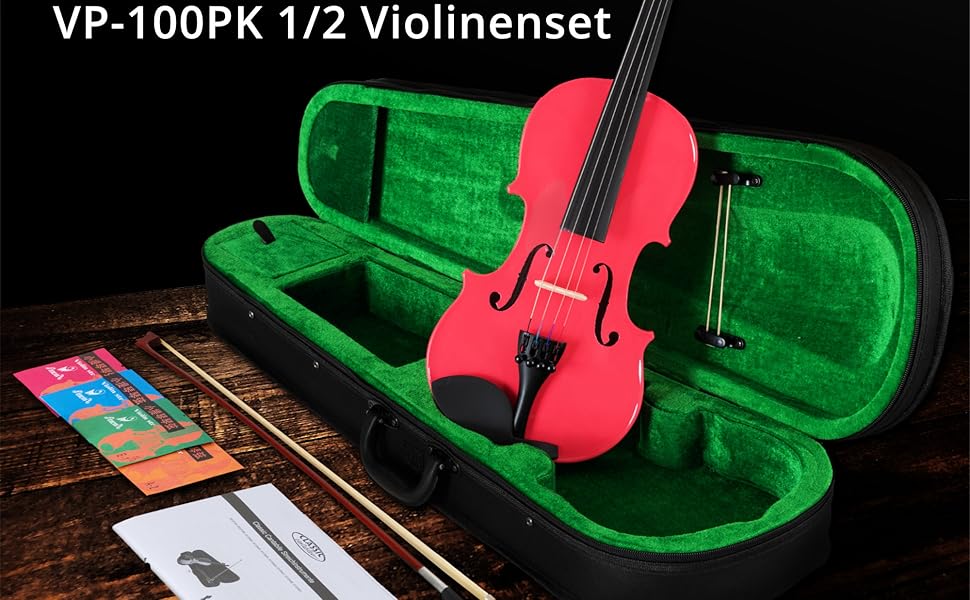 Скрябавка Cantabile VP-100PK 1/2 - Комплект для початківців: скрипка, бовтан, чохол, смола, запасні струни (рожевий)