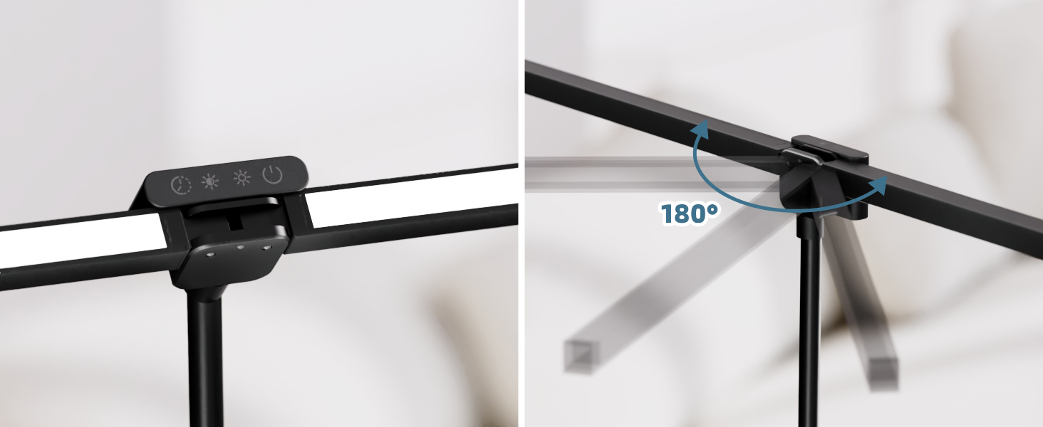 LED настільна лампа Brightower з диммуванням, 24W, 80см, для офісу та дому, захист очей, денне світло, з пультом, гнушкий шийний механізм, 5 кольорів, чорний