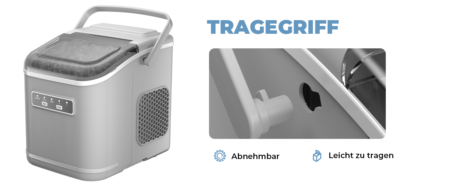 Машина для приготування льоду Ice Maker: 9 кубиків за 6-8 хвилин, 12 кг на добу, самоочищення, сірий колір. Ідеально для кухні, офісу, бару та вечірки