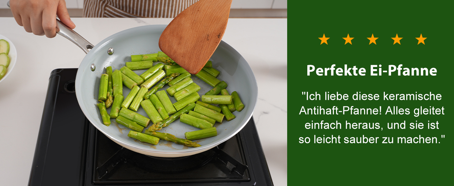 Набір сковорідок з керамічним покриттям 20, 24, 28 см - антипригарні, для індукційних плит, без PTFE, PFOA, PFOAS