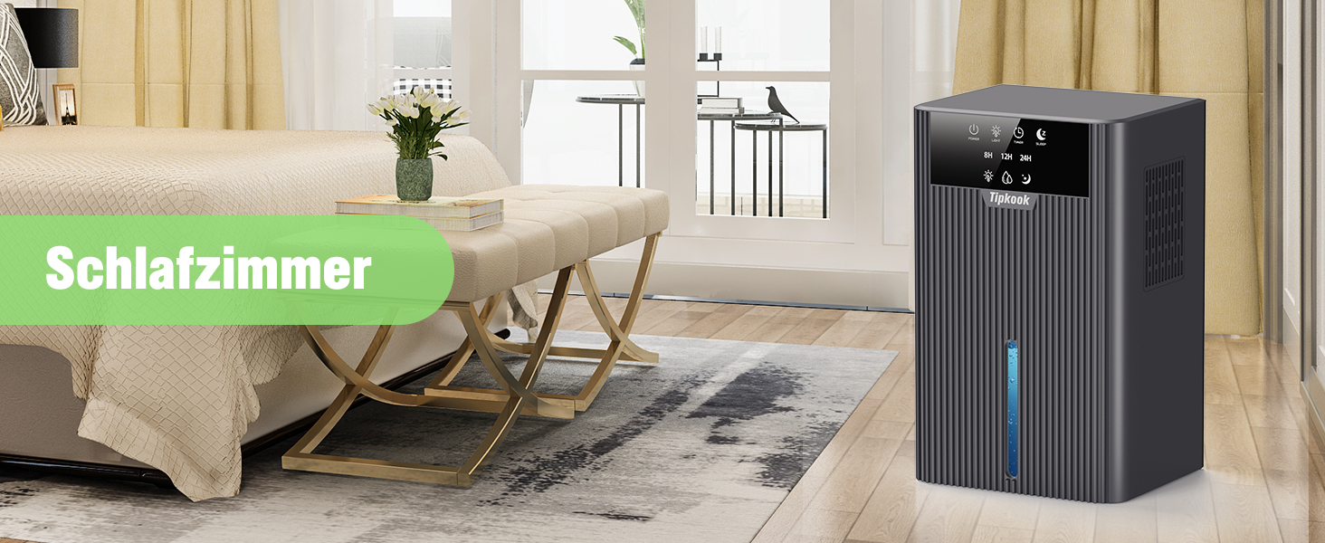 Електричний осушувач повітря Tipkook 2400 мл з автоматичним відтаненням, 10 кольорових світлодіодів, таймером 8/12/24 год, портативний для ванної, спальні, кухні, шафи, срільно-сірий