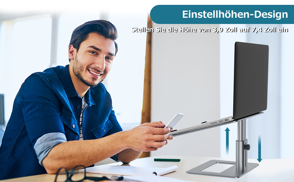 Підставка для ноутбука GOKEDA, регульована, ергономічна, з алюмінію, сумісна з MacBook, Dell, HP, Lenovo, Samsung (11-17 дюймів), сіра