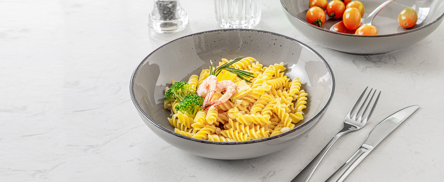 Набір супових тарілок Vancasso HARUKA Navia-gray, 4 шт, 1000 мл, кераміка