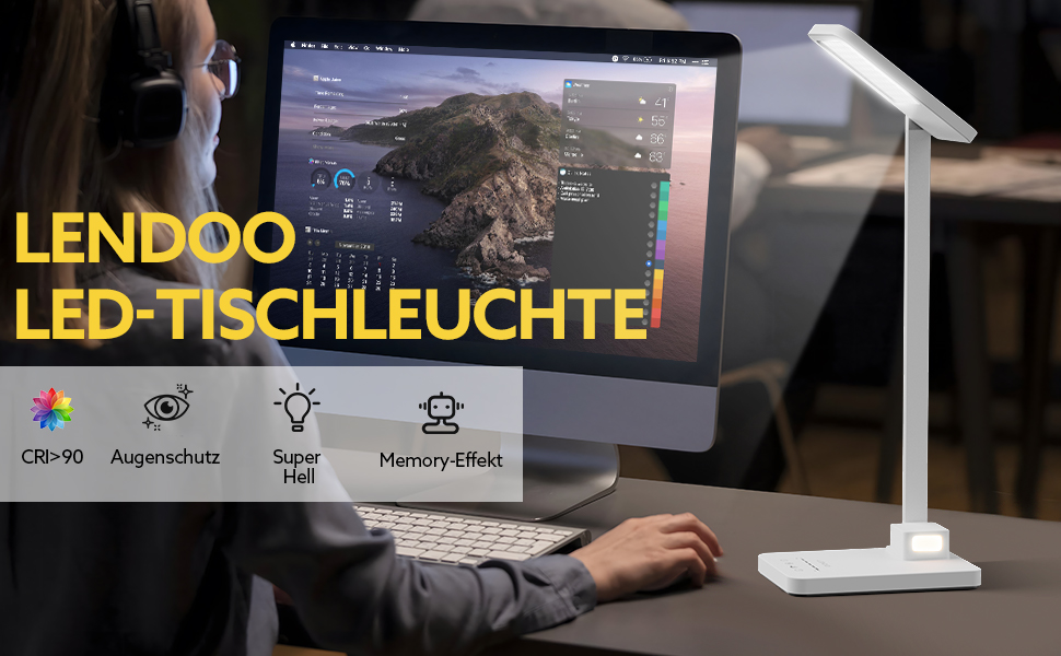 LED лампа настільна LENDOO з двома головками, регульована яскравість 700 люмен, 5 рівнів регулювання, 5 кольорових режимів, USB-порт для зарядки та вбудований акумулятор 2000mAh, для дітей, спальні, читання (білий - квадратна)