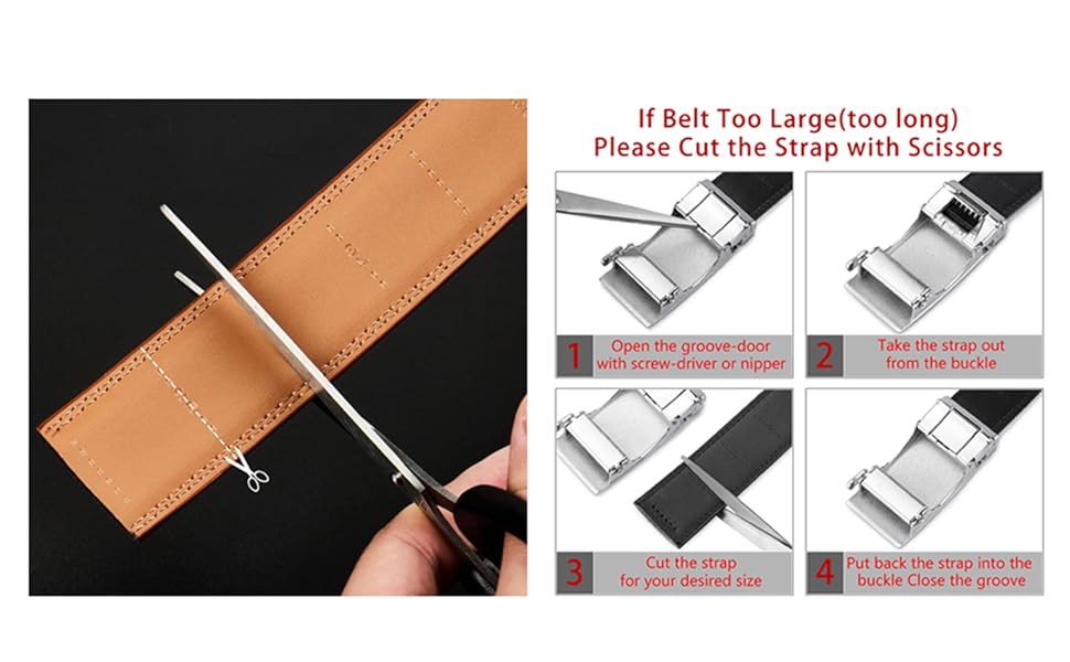 Чоловічий шкіряний ремінь Guvoosm з автоматичною застібкою, 3,5 см, колір коричневий, довжина 125 см, підходить для об'єму талії 92-107 см, для ділового костюма