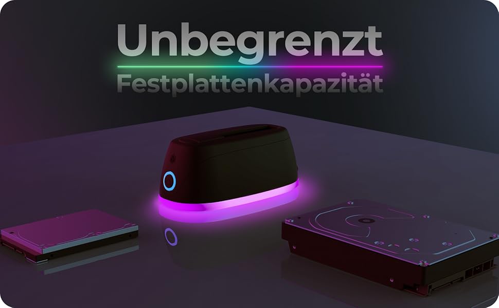 Док-станція ICY BOX для HDD/SSD USB 3.0 з RGB підсвічуванням, підтримка 2.5/3.5