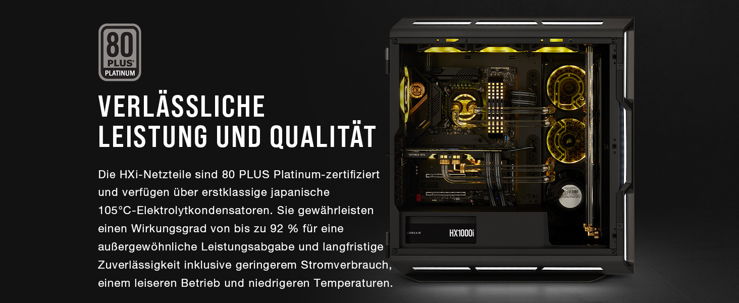 Блок живлення Corsair HX1000i 1000W ATX 3.1 PCIe 5.1, 80 Plus Platinum, повністю модульний, низький рівень шуму, iCUE, чорний
