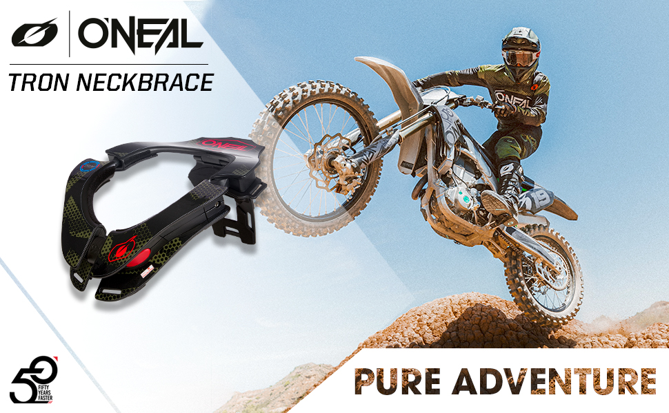 Захист шиї O'NEAL Tron для мотокросу, MTB, дорослий, розмір M, чорний, 2 зони регулювання, 2 передні подушки, фронтальний замок