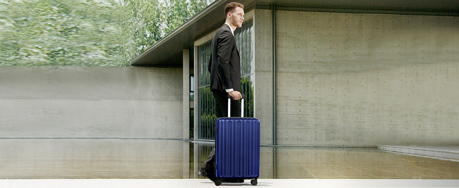 Набір валіз SHOWKOO 2 шт. з жорстким корпусом 65см+75см, розширюваний, ультралегкий, полікарбонат, з TSA замком та 4 колесами (L+XL) - Темно-синій