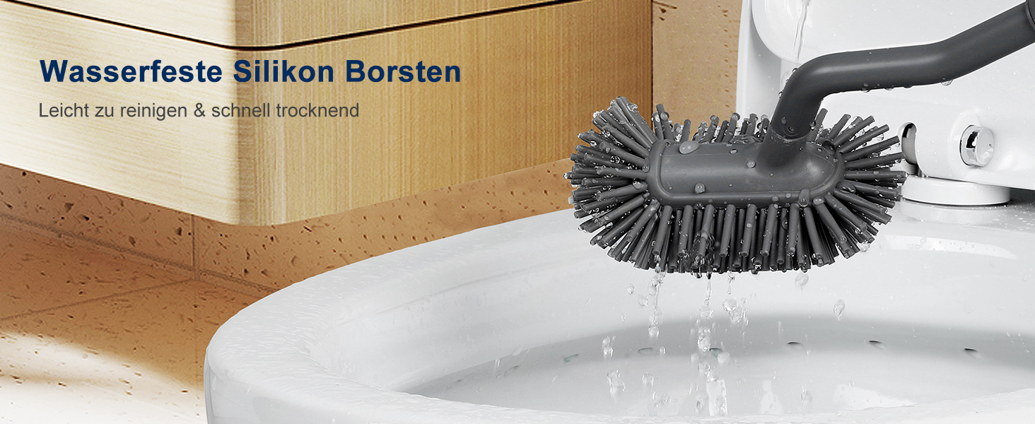 Силіконова щітка для унітазу HAMITOR з тримачем: гнучка щітка для унітазу з очищувачем країв - швидковисихаючий набір щіток для унітазу з тримачем для аксесуарів у ванну кімнату, підвісна щітка для унітазу сірого кольору, без свердління, 1 шт.