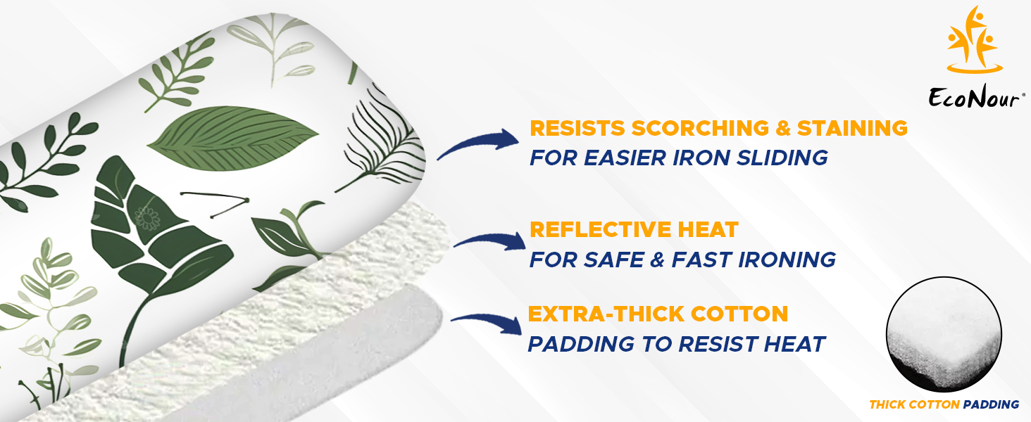 Чохол для прасувальної дошки EcoNour, маленький, білий та зелений