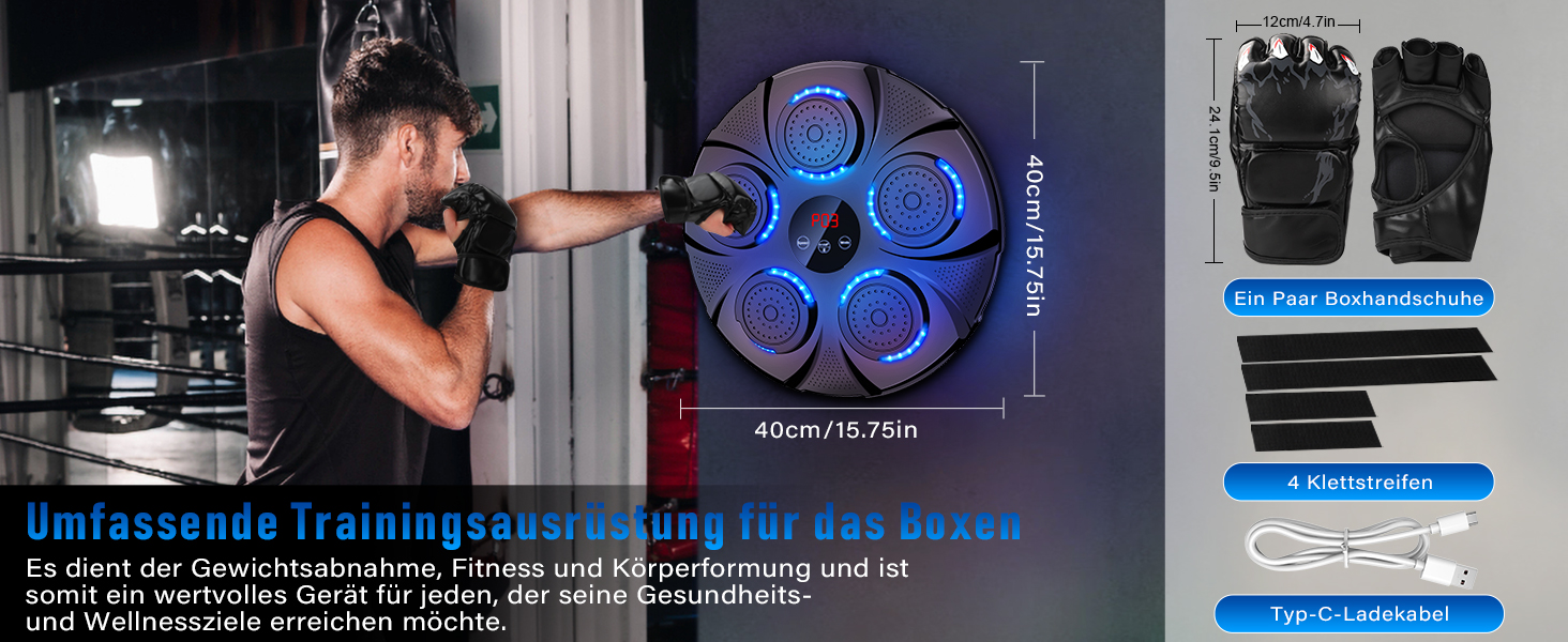 Music Boxing Machine with Bluetooth - Adjustable Speed Punching Bag for Adults & Kids - Punching Bag Trainer with Counter & Music