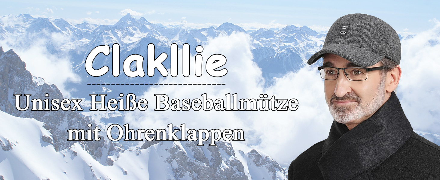 Кепка бейсболка чоловіча Clakllie зимова тепла з флісу та вушками, сіра