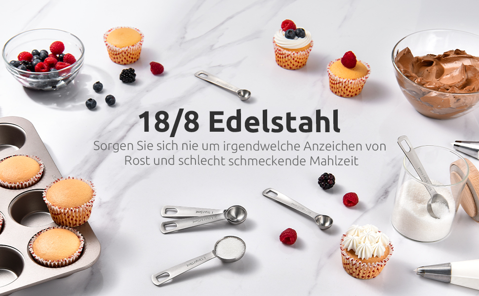 Набір мірних ложок U-Taste з нержавіючої сталі 18/8 (9 шт.) для випічки та приготування їжі