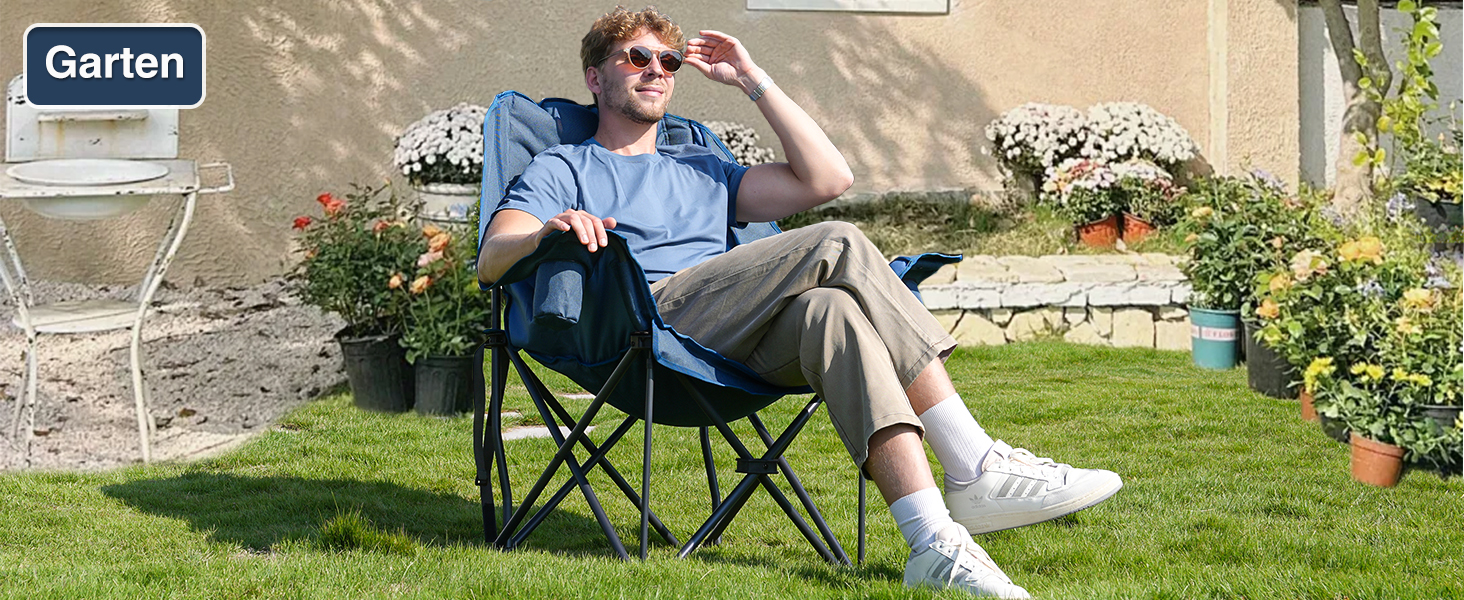 Великий складаний стілець для кемпінгу RELAX FIELD, 227 кг, Navy Blue